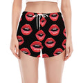 Women's Lips Pattern Print Women's Split Running Shorts