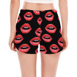 Women's Lips Pattern Print Women's Split Running Shorts
