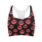 Women's Lips Pattern Print Women's Sports Bra