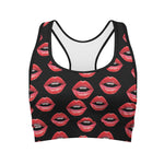 Women's Lips Pattern Print Women's Sports Bra