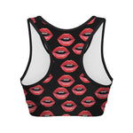 Women's Lips Pattern Print Women's Sports Bra