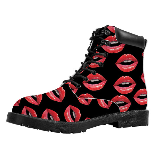 Women's Lips Pattern Print Work Boots