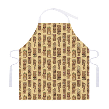 Wooden Tiki Pattern Print Adjustable Apron