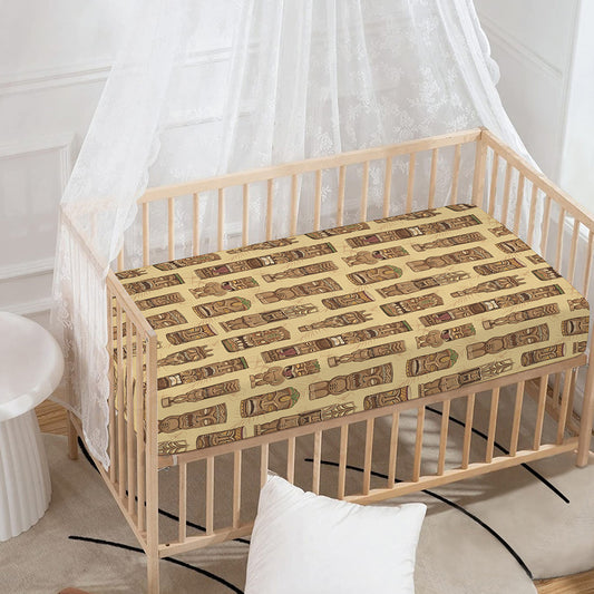 Wooden Tiki Pattern Print Baby Crib Sheet