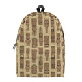Wooden Tiki Pattern Print School Backpack