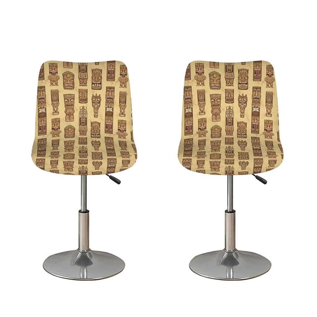 Wooden Tiki Pattern Print Bar Stool Covers