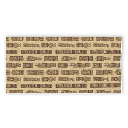 Wooden Tiki Pattern Print Beach Towel