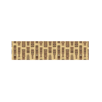 Wooden Tiki Pattern Print Bed Runner