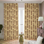 Wooden Tiki Pattern Print Blackout Pencil Pleat Curtains