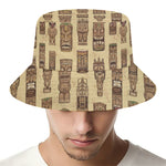 Wooden Tiki Pattern Print Bucket Hat