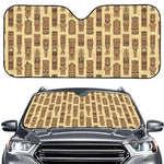 Wooden Tiki Pattern Print Car Windshield Sun Shade