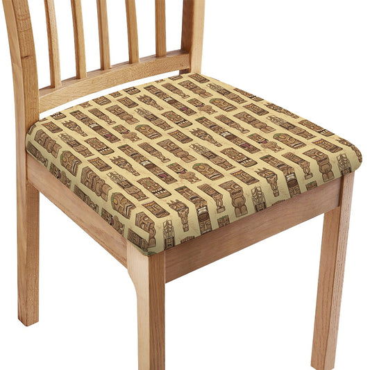 Wooden Tiki Pattern Print Chair Cushion Cover