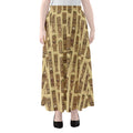 Wooden Tiki Pattern Print Chiffon Maxi Skirt