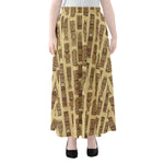 Wooden Tiki Pattern Print Chiffon Maxi Skirt