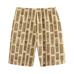 Wooden Tiki Pattern Print Cotton Shorts