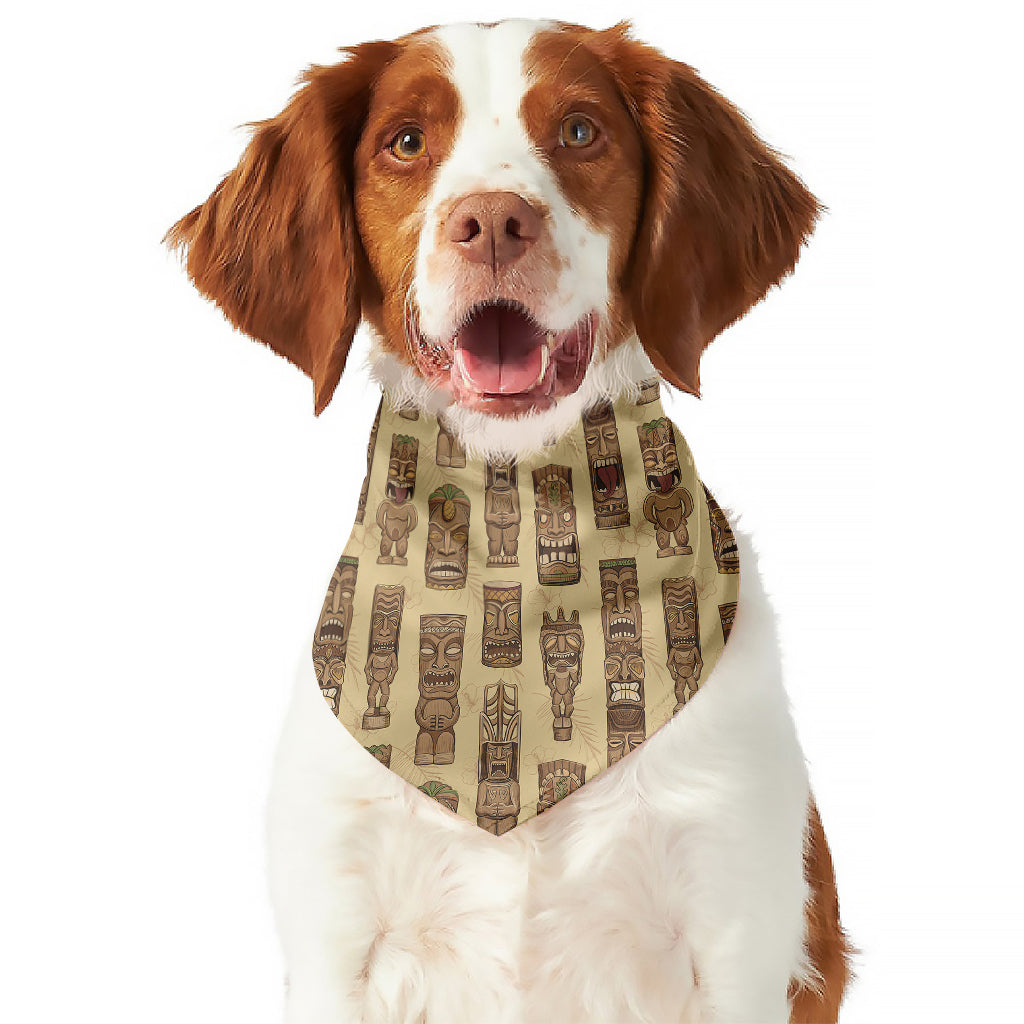 Wooden Tiki Pattern Print Dog Bandana