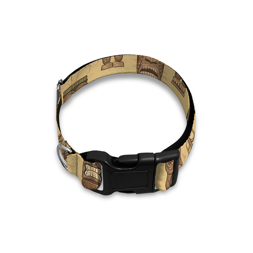 Wooden Tiki Pattern Print Dog Collar