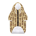 Wooden Tiki Pattern Print Dog Zip Up Hoodie