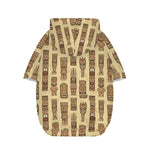 Wooden Tiki Pattern Print Dog Zip Up Hoodie