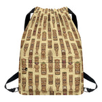 Wooden Tiki Pattern Print Drawstring Backpack