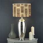Wooden Tiki Pattern Print Drum Lamp Shade