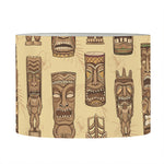 Wooden Tiki Pattern Print Drum Lamp Shade