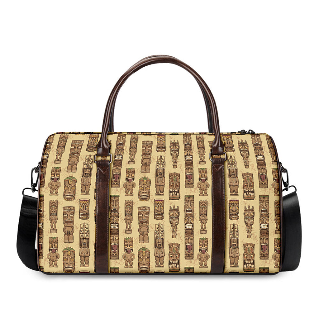 Wooden Tiki Pattern Print Duffle Bag
