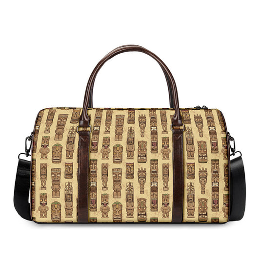 Wooden Tiki Pattern Print Duffle Bag
