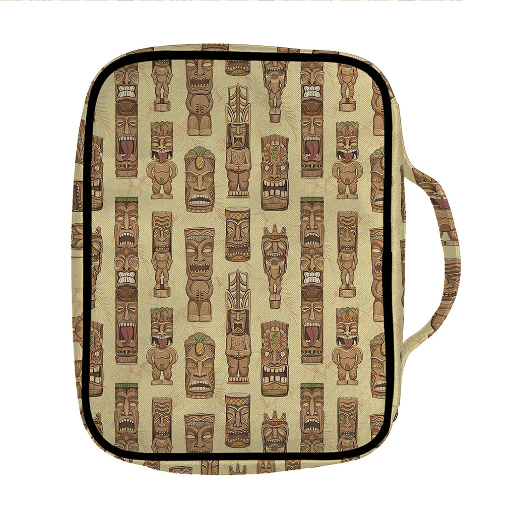 Wooden Tiki Pattern Print Front Pocket Bible Bag