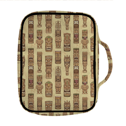 Wooden Tiki Pattern Print Front Pocket Bible Bag