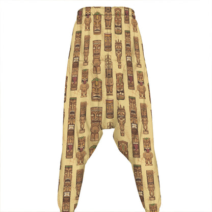 Wooden Tiki Pattern Print Hammer Pants