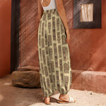 Wooden Tiki Pattern Print Harem Pants
