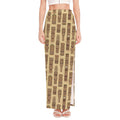 Wooden Tiki Pattern Print High Slit Maxi Skirt