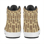 Wooden Tiki Pattern Print High Top Leather Sneakers