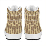 Wooden Tiki Pattern Print High Top Leather Sneakers