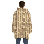 Wooden Tiki Pattern Print Hoodie Blanket