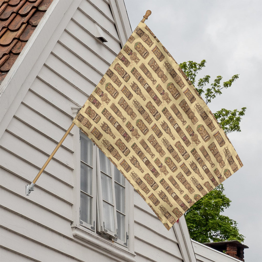 Wooden Tiki Pattern Print House Flag