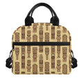 Wooden Tiki Pattern Print Insulated Lunch Bag