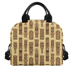 Wooden Tiki Pattern Print Insulated Lunch Bag