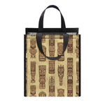 Wooden Tiki Pattern Print Insulated Lunch Tote