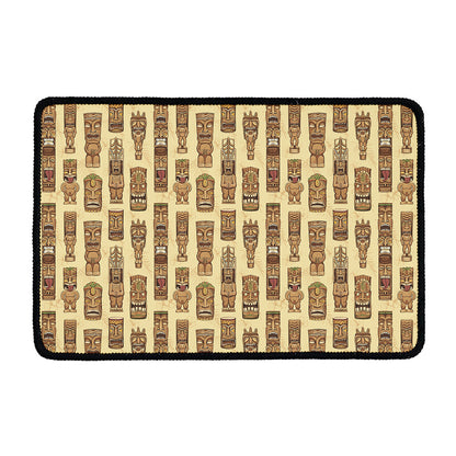 Wooden Tiki Pattern Print Kitchen Mat