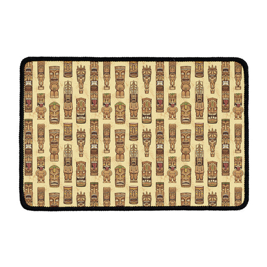 Wooden Tiki Pattern Print Kitchen Mat