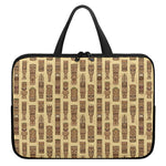 Wooden Tiki Pattern Print Laptop Sleeve With Handle