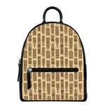 Wooden Tiki Pattern Print Leather Backpack