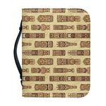 Wooden Tiki Pattern Print Leather Bible Cover