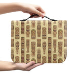 Wooden Tiki Pattern Print Leather Bible Cover