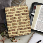 Wooden Tiki Pattern Print Leather Bible Cover