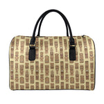 Wooden Tiki Pattern Print Leather Duffle Bag