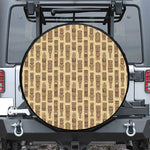 Wooden Tiki Pattern Print Leather Spare Tire Cover
