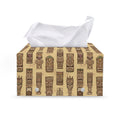 Wooden Tiki Pattern Print Leather Tissue Box Cover